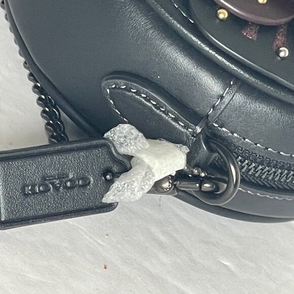 Coach Tea Rose Crossbody CE782 Small Round Leather Chain Shoulder Strap Floral - Picture 14 of 14